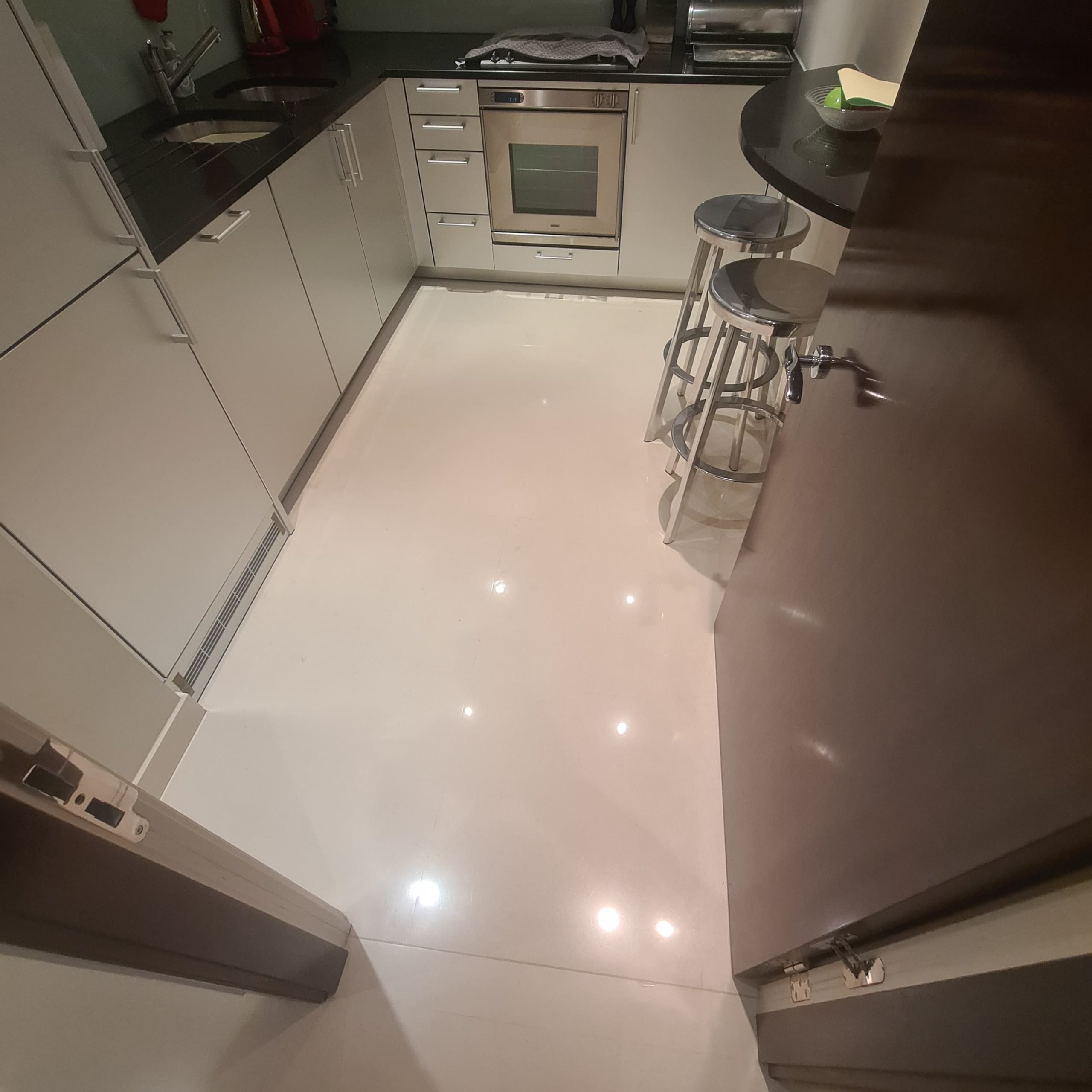 polished marble kitchen floor in Chelsea