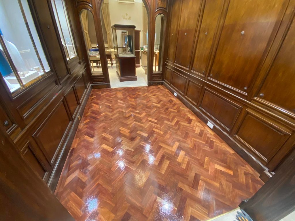 sanded and polished wooden floor
