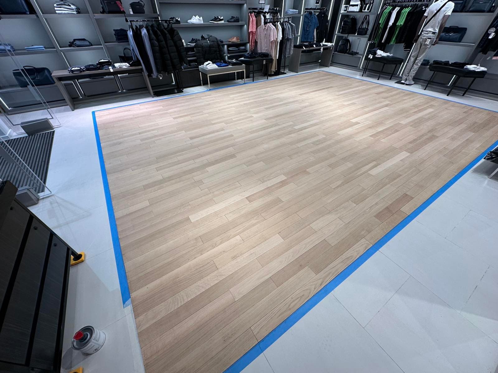 before sanding floor - Michael Kors Night-time commercial sanding on Finchley High Road – dust-free, fast, fully insured