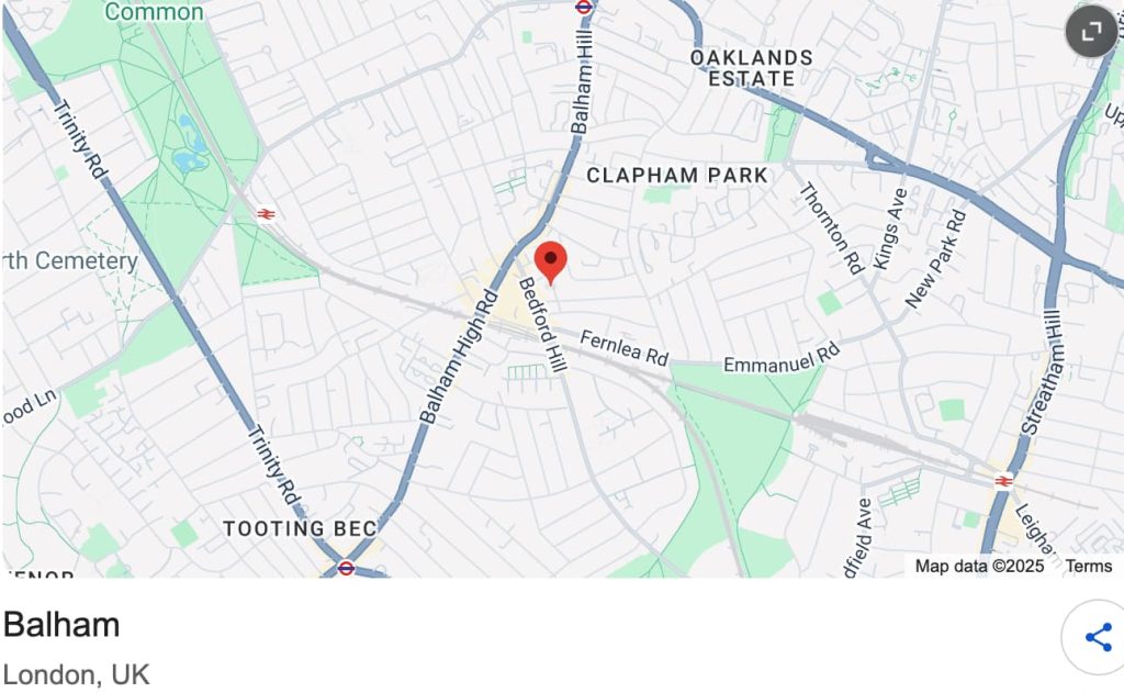 map of Balham, SW12